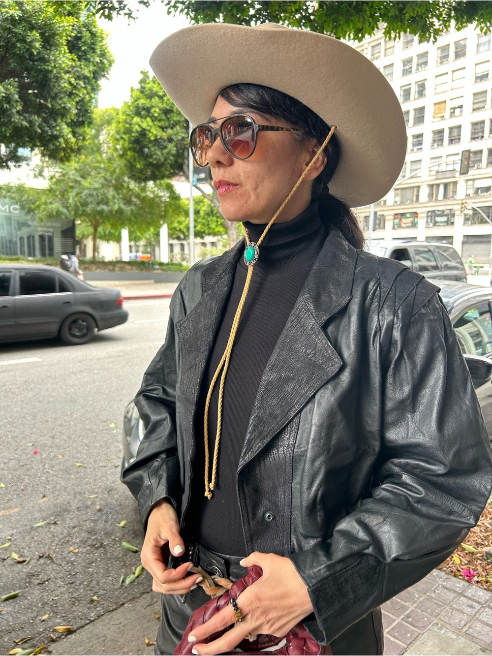 Women's Black Leather Longline Blazer Jacket